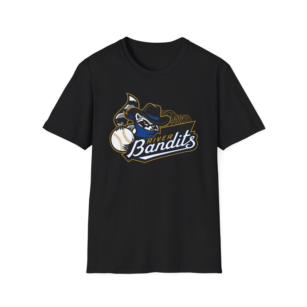 River Bandits Mascot Baseball T Shirt Black